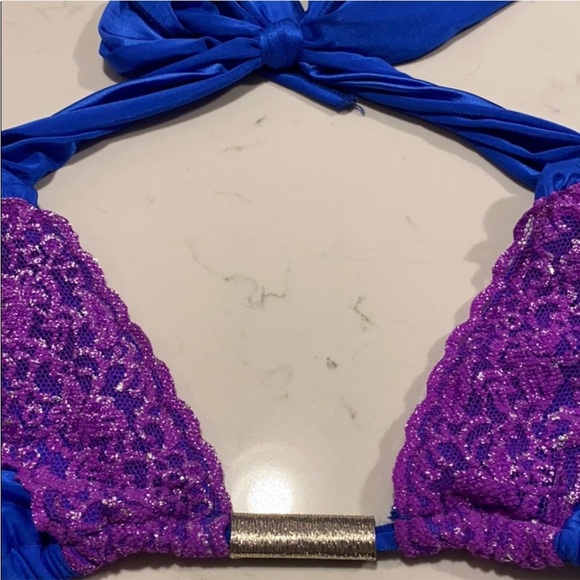 Beach Bunny lace triangle top purple blue sapphire - Picture 5 of 7
